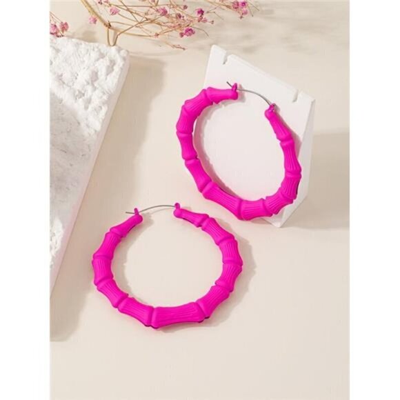 BP Hot Bamboo Joint Design Women's Hoop Earrings - Picture 5 of 7